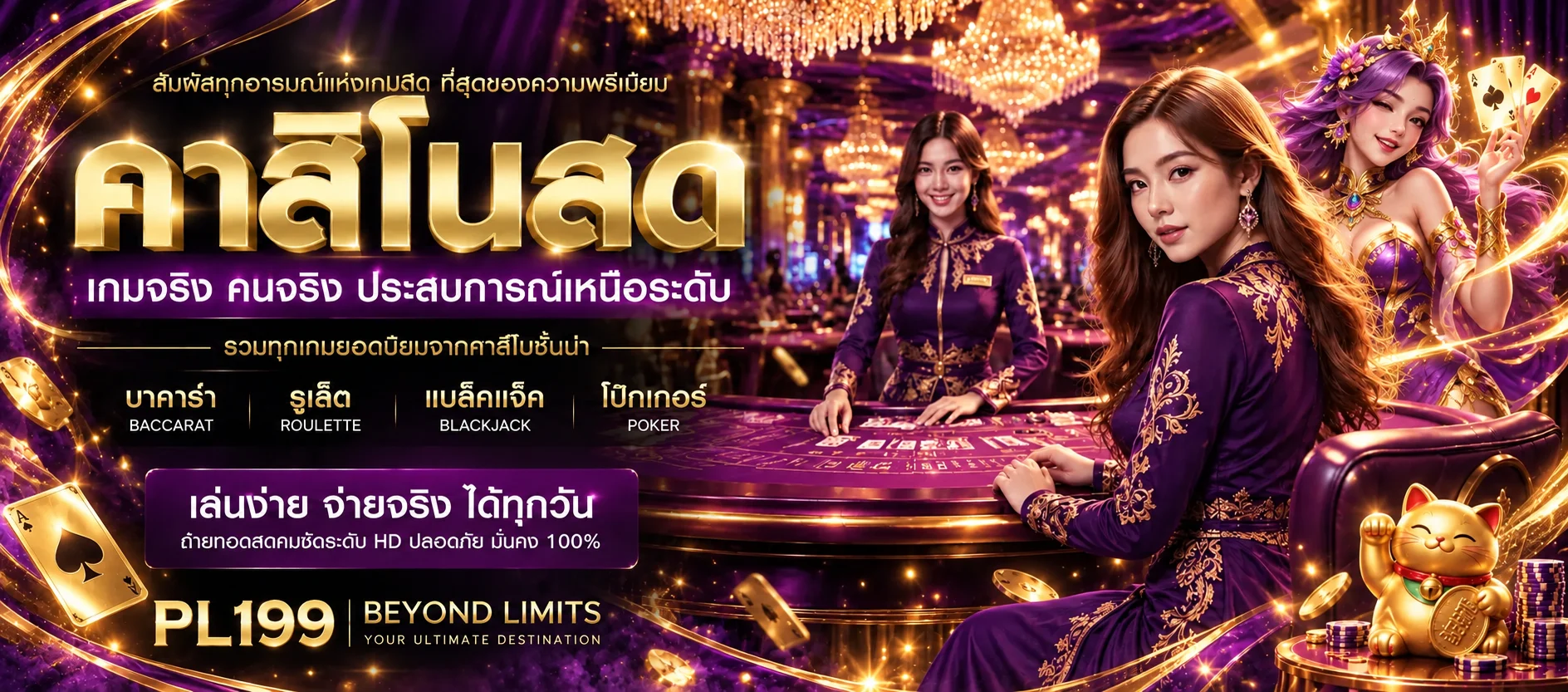 คาสิโนสด PL199 พร้อมโต๊ะบาคาร่าและรูเล็ต