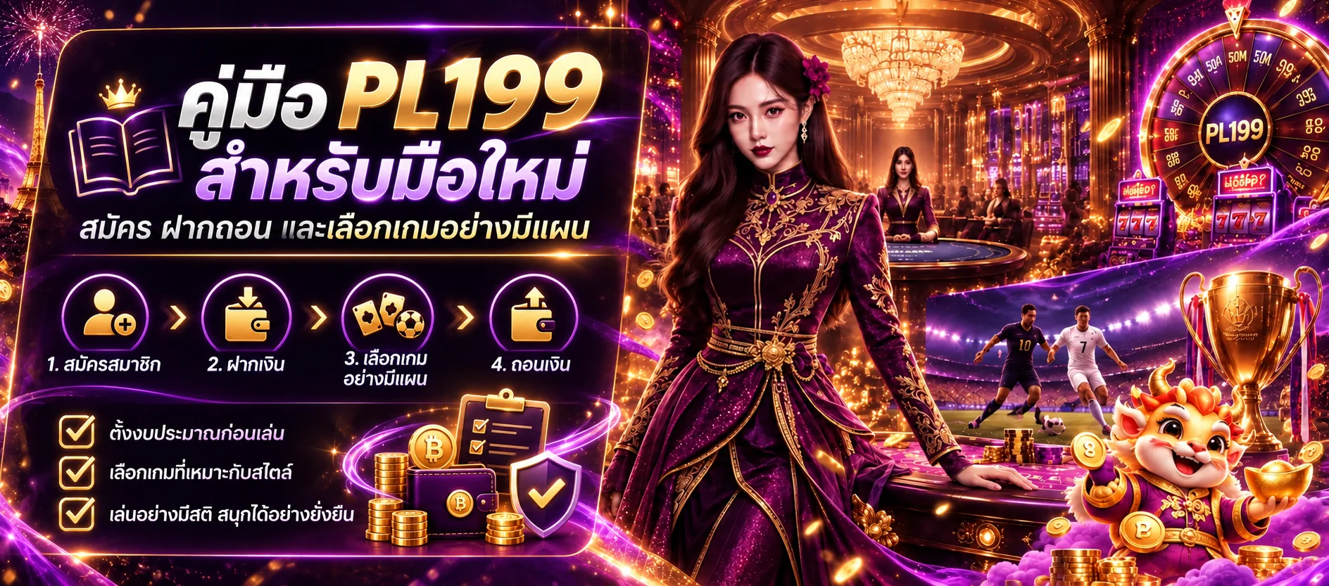 PL199 คู่มือมือใหม่ สมัคร ฝากถอน และเลือกสล็อต